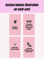 Bad B*tch Energy Affirmation Card Set (with Clips, wooden stand & jute twine)