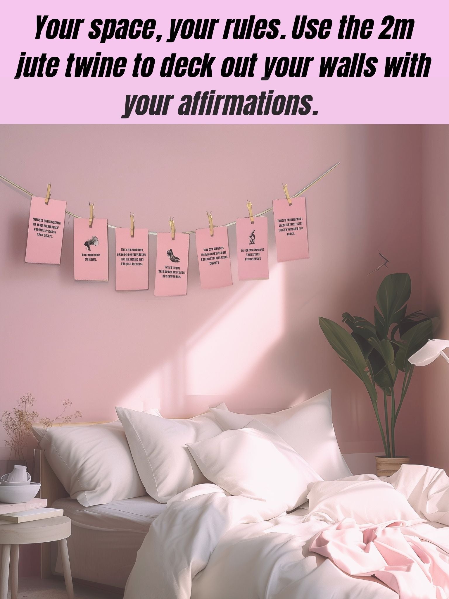 Bad B*tch Energy Affirmation Card Set (with Clips, wooden stand & jute twine)