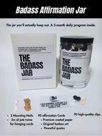 The Badass Jar: 90 Affirmations (with Clips and jute twine)